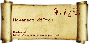Hovanecz Áron névjegykártya